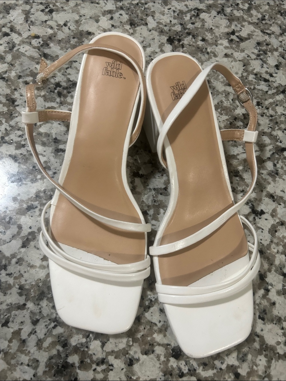 wild fable White Strappy Square Toe Slingback Sandals